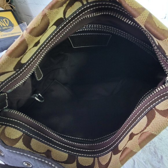 COACH 6076 Signature Jacquard Brown Canvas Bucket Shoulder Bag - Picture 9 of 14